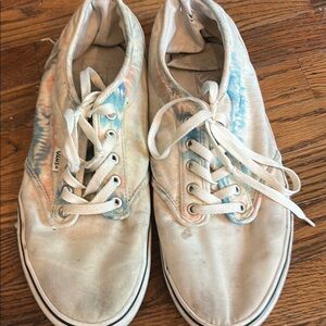 Vans White and Blue Canvas Sneakers Low-Top